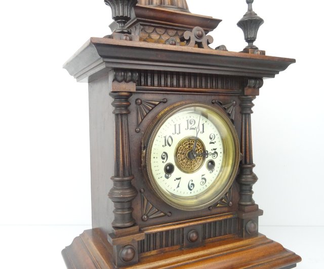 German Antique Mantel Bracket Clock Art Deco Junghans Castle 1920s