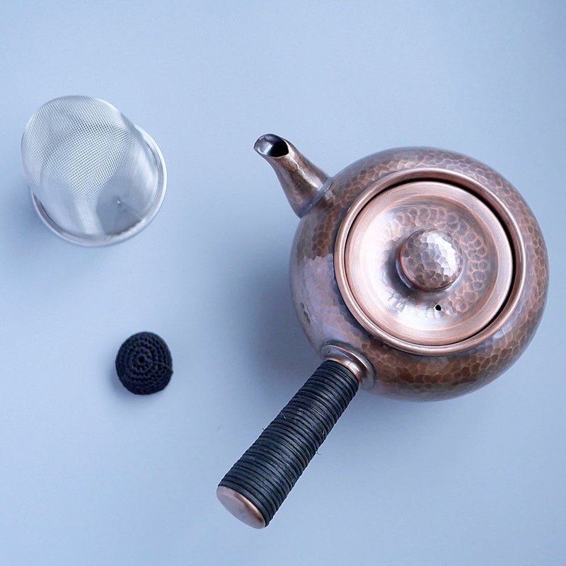 銅製急須丸形 (中) / 丸つち目 - 茶壺/茶杯/茶具 - 銅/黃銅 