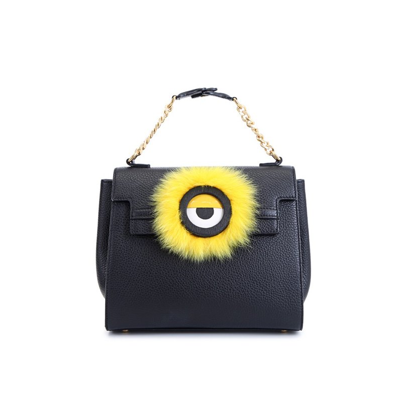 Minions Leather Crossbody & Shoulder Bag - Messenger Bags & Sling Bags - Genuine Leather Black