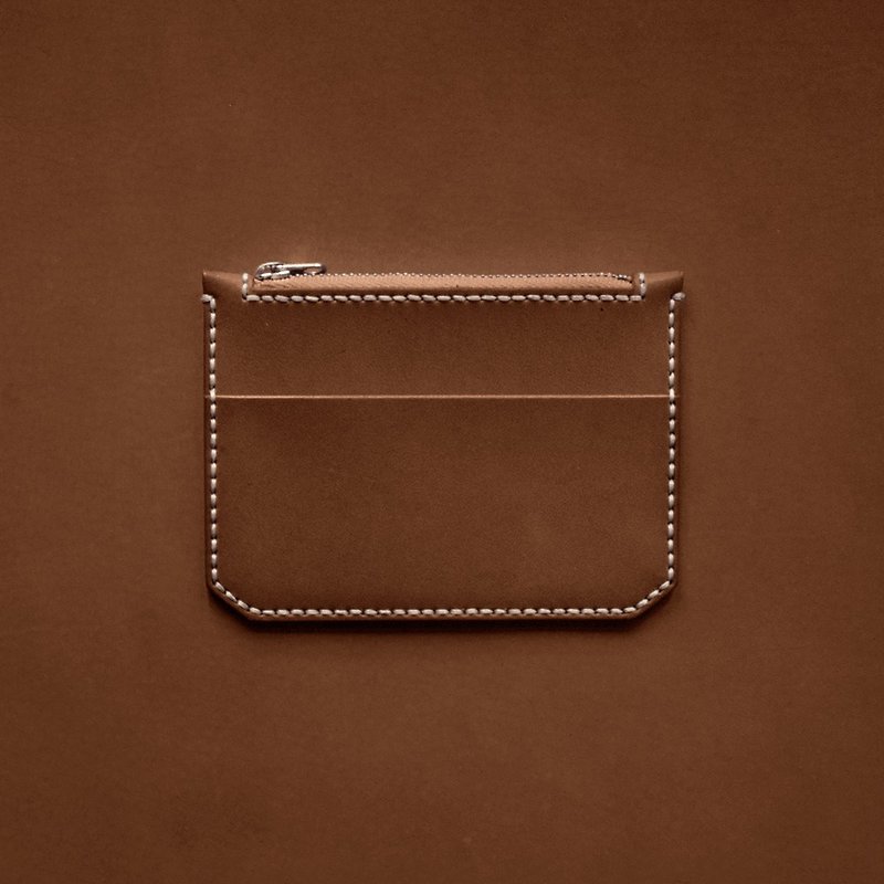 Coins Bag II。Leather Stitching Pack。BSP044 - เครื่องหนัง - หนังแท้ สีนำ้ตาล