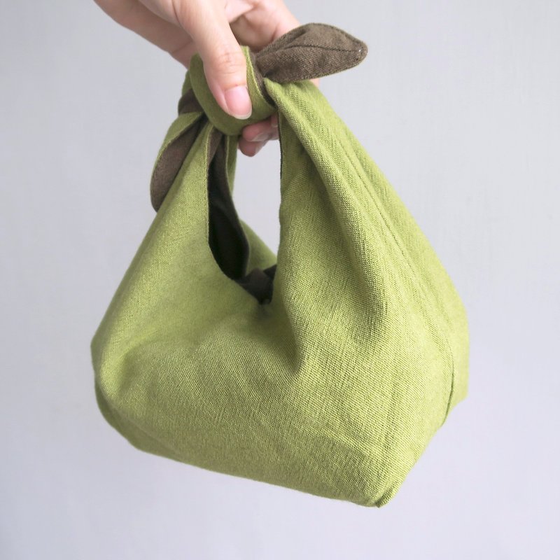 Cotton-Linen 2 way Lunch bag - กล่องข้าว - ผ้าฝ้าย/ผ้าลินิน สีเขียว