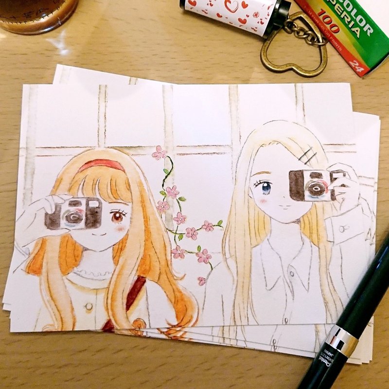 Watercolor Postcards - Take a Photo Together - Cards & Postcards - Paper Orange