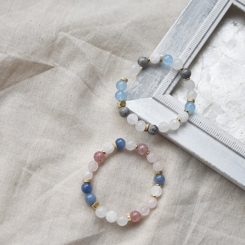 ZHU. handmade bracelet | summer song (gift / sister / natural stone / brass) - Bracelets - Semi-Precious Stones Pink