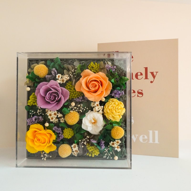 [Opening Gift] Preserved Flower Square Gift Box-Monet Garden - Dried Flowers & Bouquets - Plants & Flowers Orange