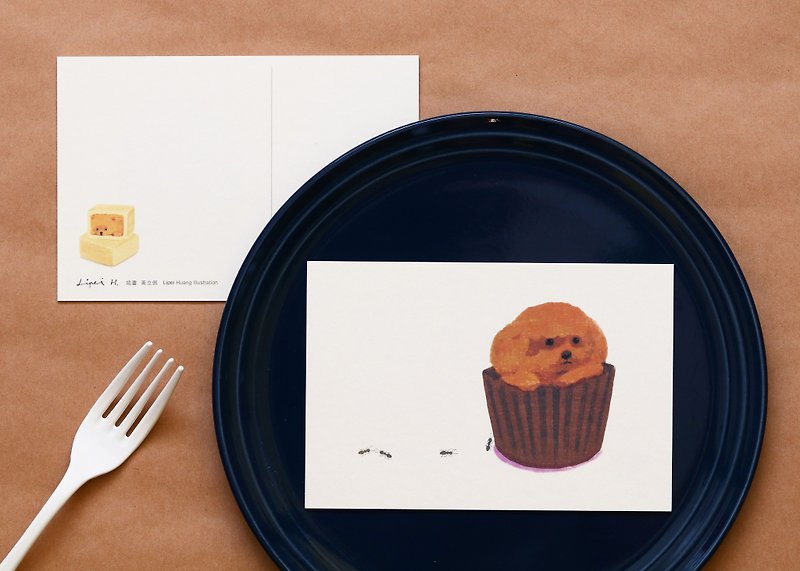 Poodle Longan Cake Postcard - การ์ด/โปสการ์ด - กระดาษ 