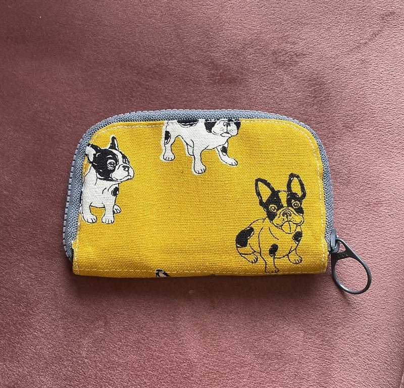 Adorable dog French Bulldog Coin Purse |  In stock | Hand made - กระเป๋าใส่เหรียญ - ผ้าฝ้าย/ผ้าลินิน สีเหลือง