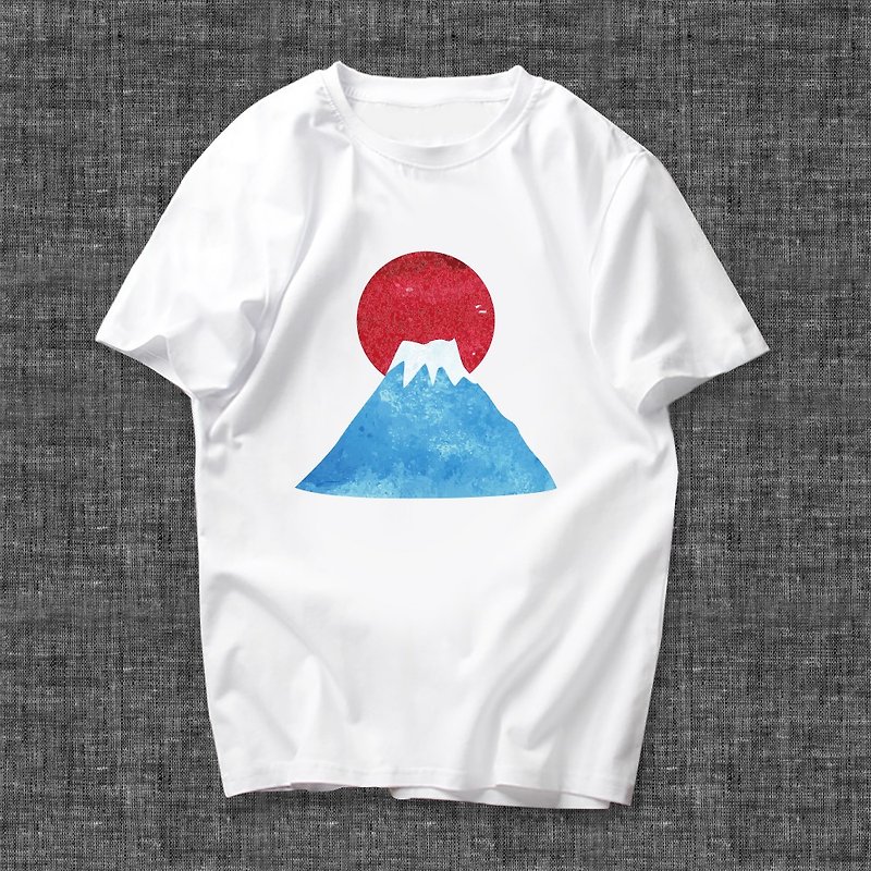 Customized short-sleeved T-shirt Mount Fuji - Men's T-Shirts & Tops - Cotton & Hemp Multicolor
