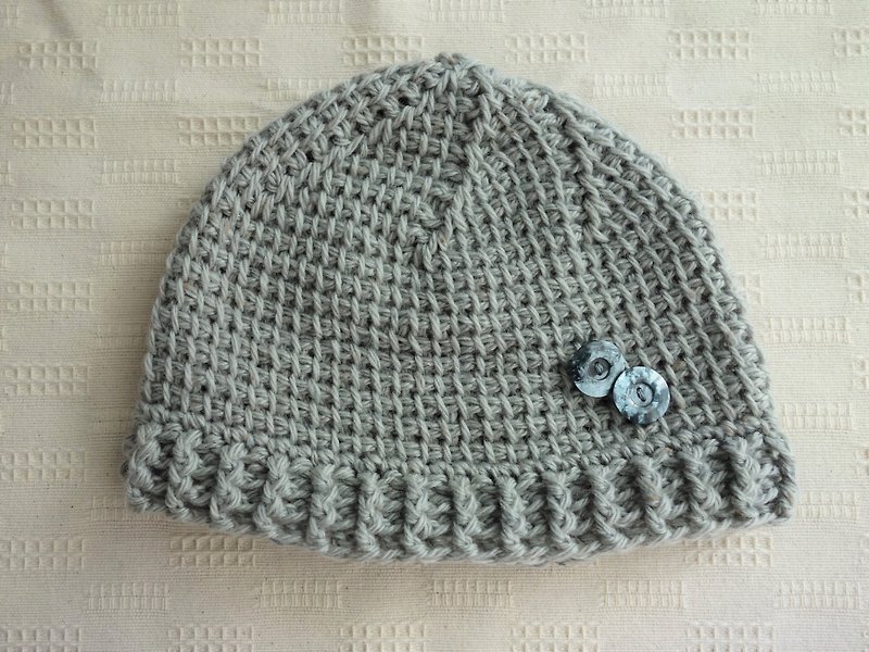 yuoworks / light knit cap with button (gray)