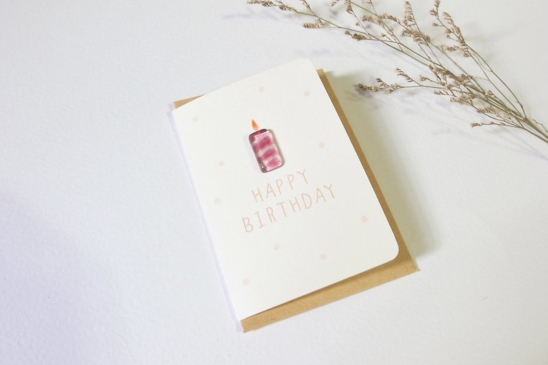 Highlight 還來 / Happy Birthday 玻璃小物生日卡片 (桃紅) - 卡片/明信片 - 紙 粉紅色
