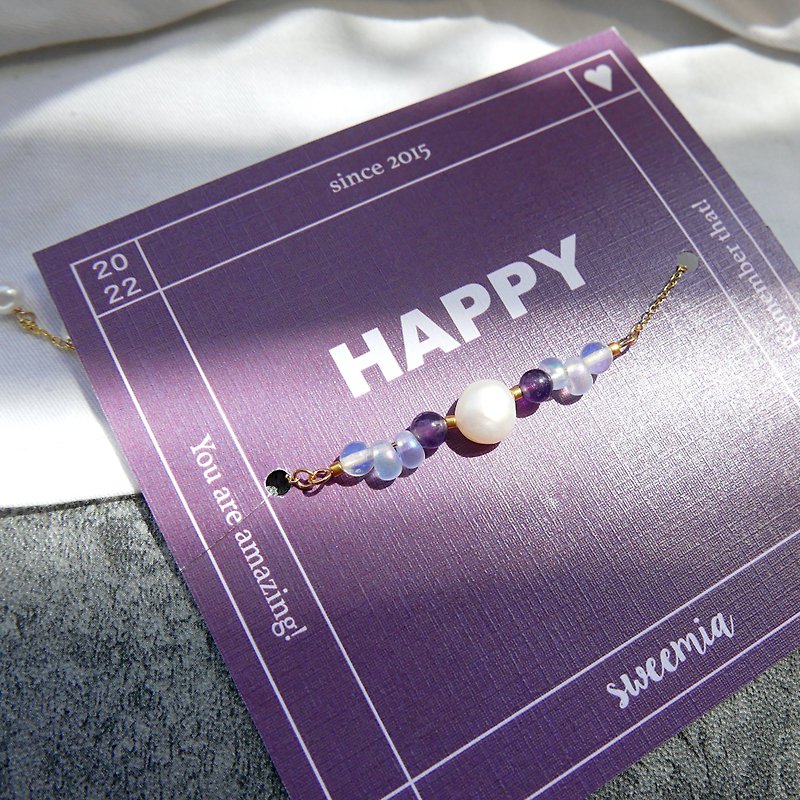 四季系列 秋天 淡水珍珠 紫水晶 蛋白石 捷克珠 可調式手鍊 - 手鍊/手環 - 半寶石 紫色