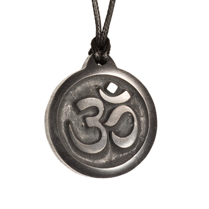 OM 佛祈禱項鍊 - 項鍊 - 石頭 黑色