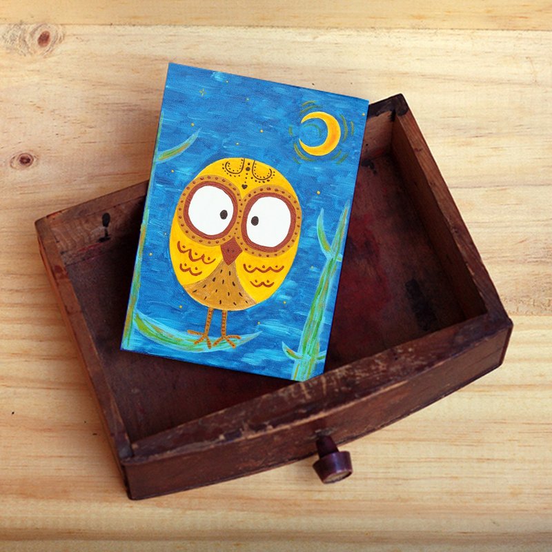 萬用卡片 ∣ 月彎彎下的貓頭鷹 - 卡片/明信片 - 紙 多色