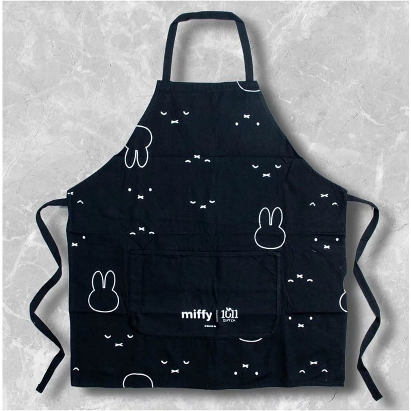 【Miffy】Miffy black and white pocket work apron / Miffy rabbit - Aprons - Other Materials Black