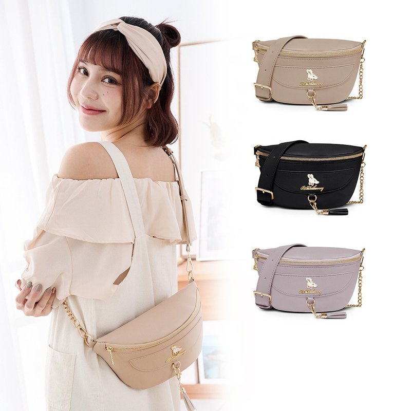 [Date Essentials] Afternoon Tea - Simple gold chain cross-body chest bag - three colors in total - Messenger Bags & Sling Bags - Faux Leather Multicolor