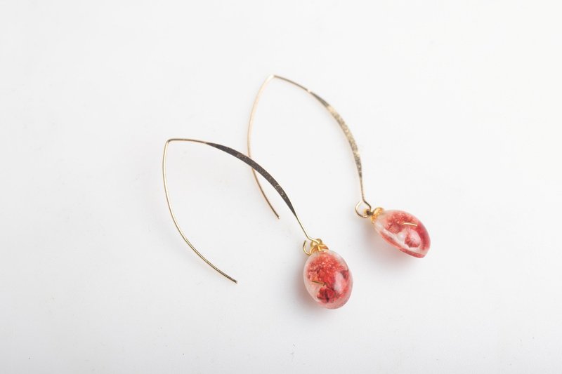 Handmade resin earrings - 耳環/耳夾/耳骨夾 - 塑膠 紅色