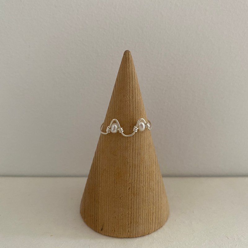 Cat Ears 925 Sterling Silver Pearl Ring Ring Gentle and Cute Handmade - General Rings - Sterling Silver 