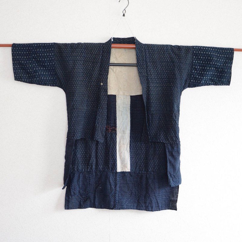 Noragi Jacket Indigo Dyed Kimono Japanese Fabric Cotton Vintage Kasuri Crazy - Women's Tops - Cotton & Hemp Blue