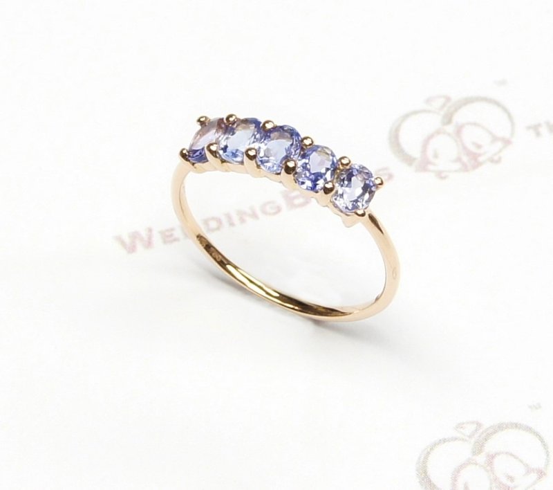 18K Yellow Gold Tanzanite Stackable Ring / Oval (free shipping) - General Rings - Gemstone Blue