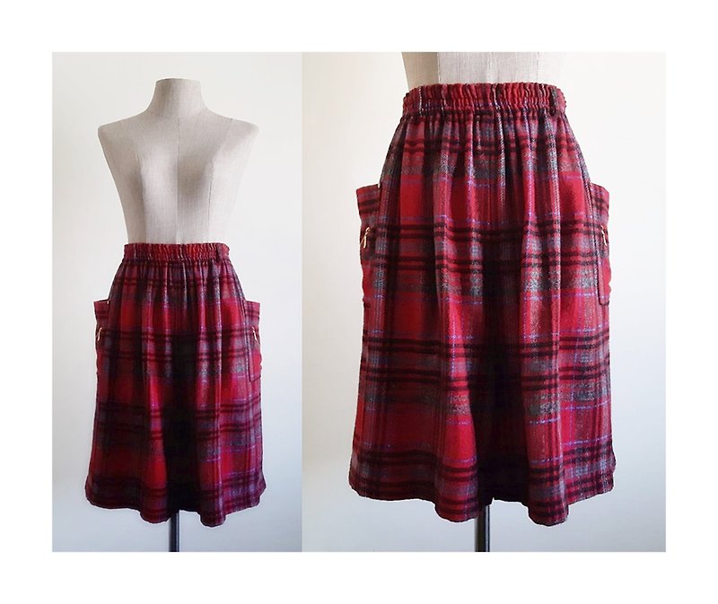 Vintage Black Red Plaid Shorts - Women's Shorts - Other Materials Red