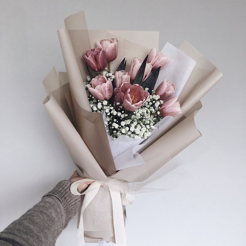 Brownie's best-selling Brownie Tulip Korean style packaged bouquet - limited to Shuangbei area delivery - Dried Flowers & Bouquets - Plants & Flowers Pink