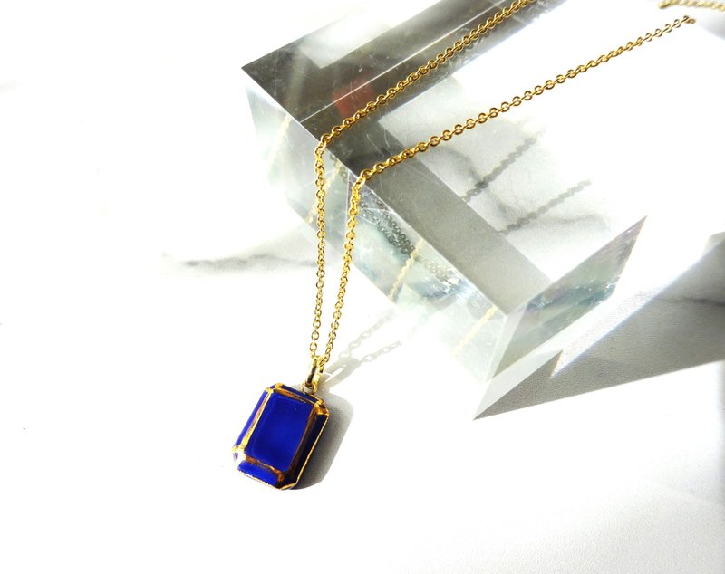 jewel cut necklace　水色 - 項鍊 - 陶 藍色