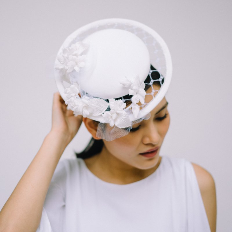 阔边丝绸礼帽 摩登英式礼帽 新娘头发饰 millinery