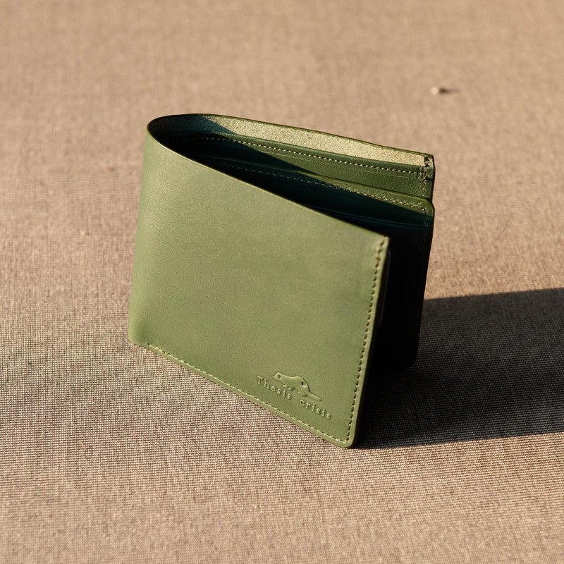 WEALTHY - Cow Leather Short Wallet - Green - 銀包 - 真皮 綠色