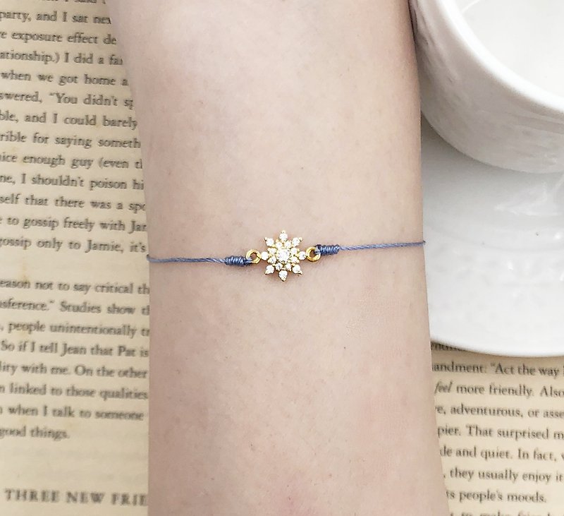 925 sterling silver plated sunflower sunflower red line bracelet marriage month old hand rope single diamond noble - สร้อยข้อมือ - เส้นใยสังเคราะห์ สีน้ำเงิน