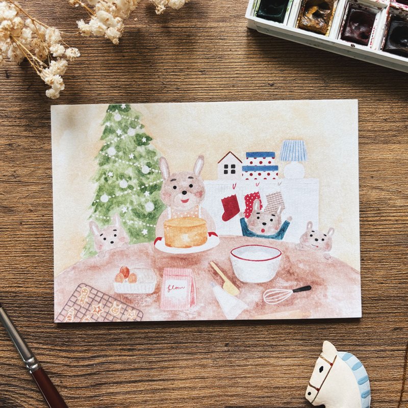 烤一個聖誕蛋糕 /繪本明信片 - 心意卡/卡片 - 紙 