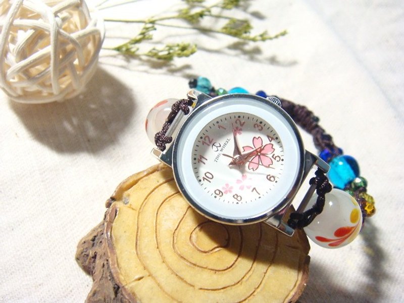 グレープフルーツリンハンドメイドガラス-ウォッチ-デザイン-ラブ（レインボー） - 腕時計 - ガラス 多色