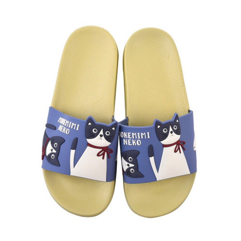 Not sad refurbished- waterproof slippers, spectacled cat non-slip soft thick-soled indoor and outdoor slippers - small flaws - Indoor Slippers - Polyester Yellow