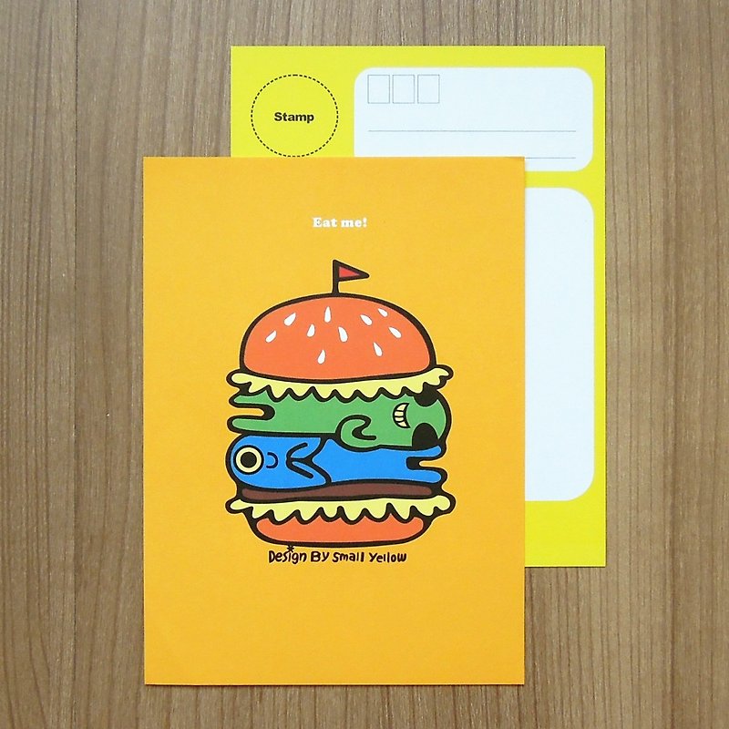 y planet _ hamburger postcard - การ์ด/โปสการ์ด - กระดาษ สีเหลือง