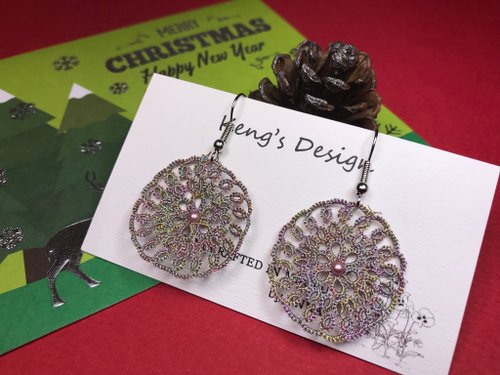 Keng's Design 捕夢網耳環(幻彩色) / 手織蕾絲 / 禮物 / Swarovski / 客製化