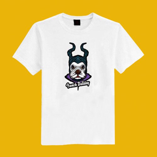 CHIC SHOP 插畫設計館 黑魔女 法鬥 狗 插畫 白 短T 衣服 T恤 情侶裝 童裝 母子裝 女裝