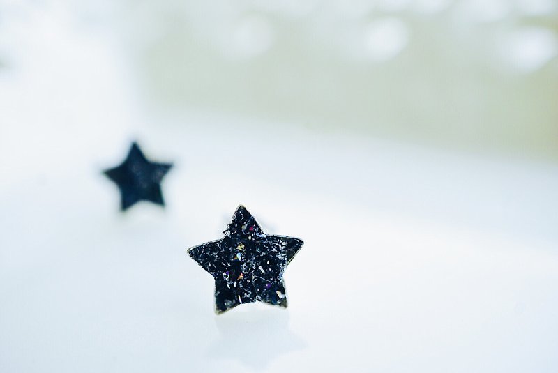 Crushed Hematite Star 925 Silver Earrings - Earrings & Clip-ons - Gemstone Blue