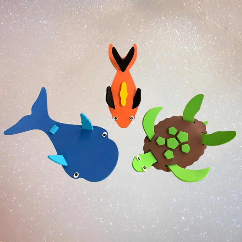 安全 MIT 3D立體動物組合 享受DIY樂趣(海龜/鯨魚/魚) - 寶寶/兒童玩具/玩偶 - 其他材質 藍色