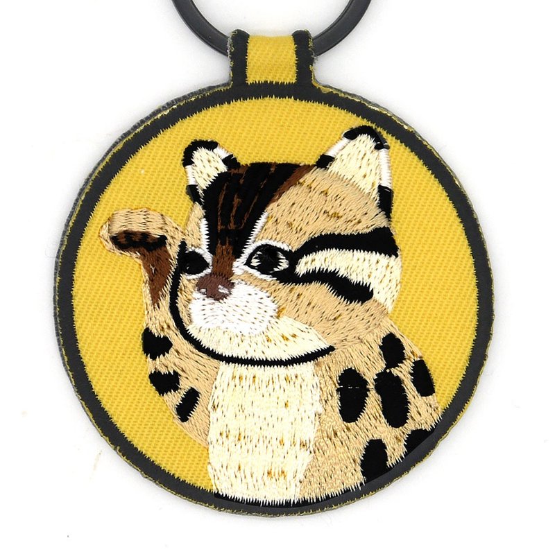 【森林動物系列】賺石虎刺繡鑰匙圈 - 鑰匙圈/鑰匙包 - 聚酯纖維 黃色
