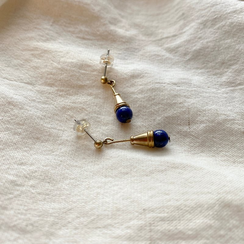 Blue ice cream - Lapis earrings - ต่างหู - ทองแดงทองเหลือง หลากหลายสี