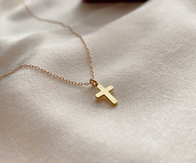 brass cross necklace