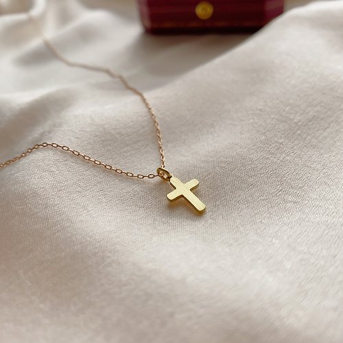 Fuchia語黃銅 祝福 - 十字架 黃銅項鍊