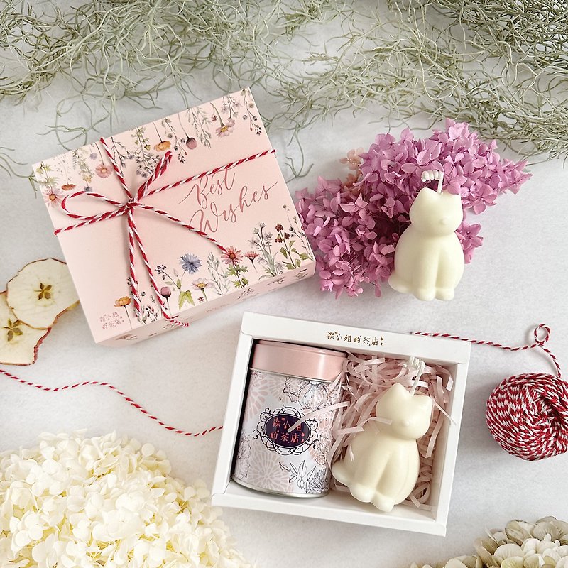 | 祝福禮物 | 德國果實茶+貓咪造型香氛蠟燭禮盒 - 茶葉/茶包 - 新鮮食材 