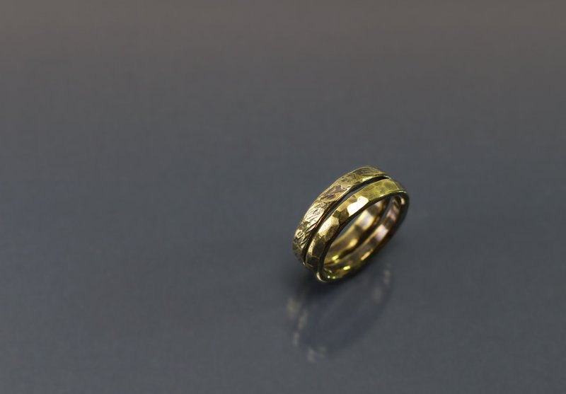 Texture Series-Double Circle Textured Bronze Ring - General Rings - Copper & Brass Blue