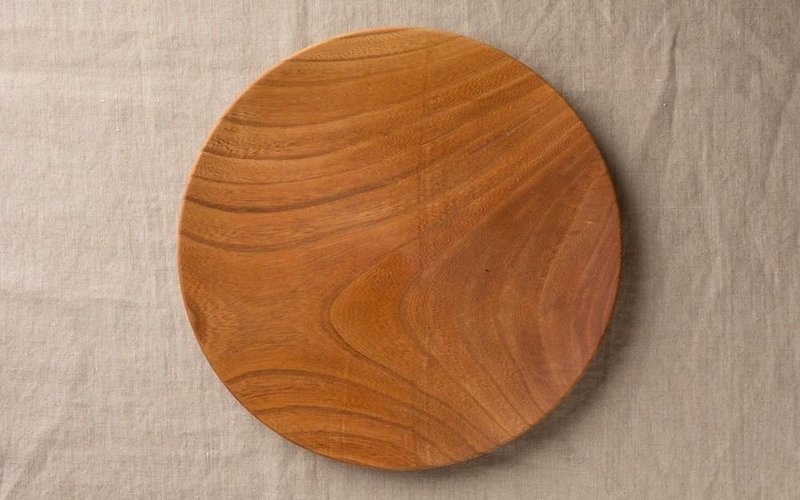 Wood 24cm of the potter's wheel grind of wooden plate Zelkova (Zelkova) 08 - Small Plates & Saucers - Wood Khaki