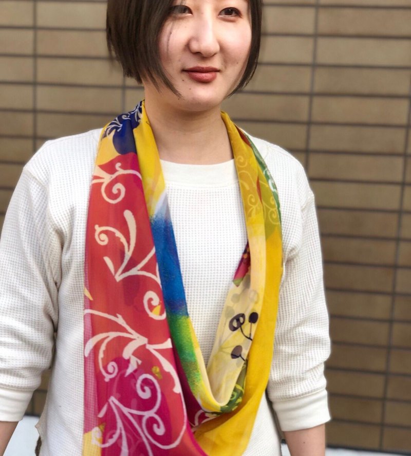 KAYANO USHIYAMA × Ballett collaboration scarf Easter large format chiffon square made in Japan