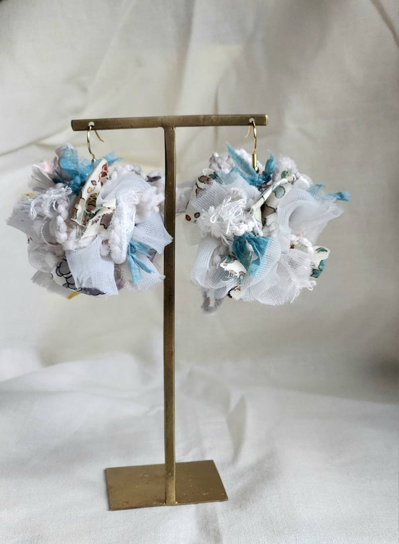 cotton candy - Earrings & Clip-ons - Other Man-Made Fibers Blue