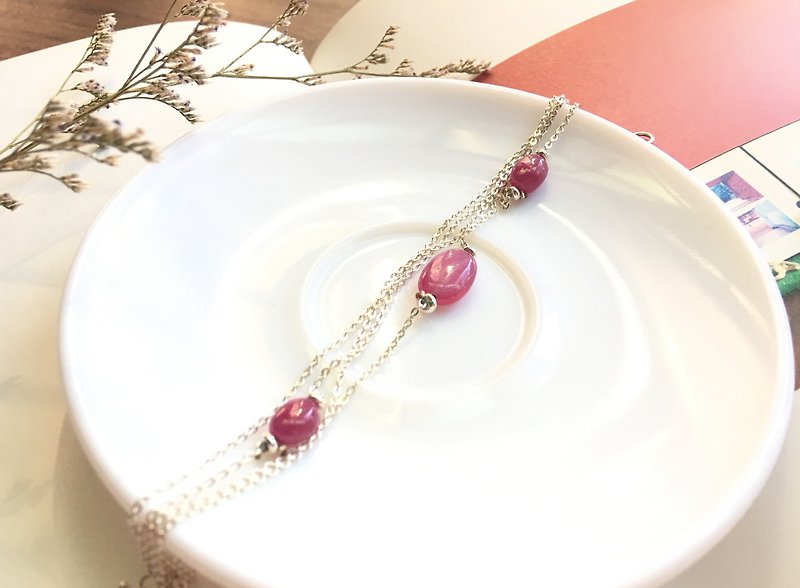 Ops Ruby Sterling Silver Dainty Gemstone lucky bracelet - Bracelets - Gemstone Pink