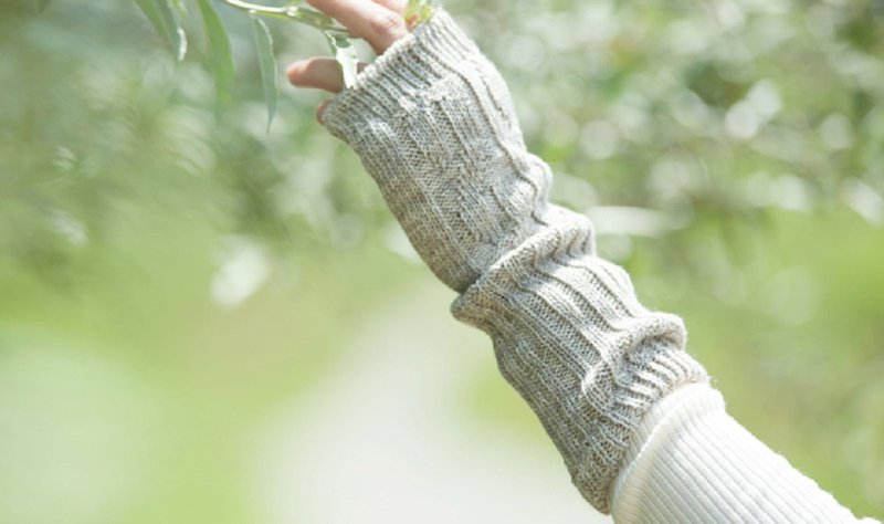 Fair trade fair trade - yak hair organic cotton fingerless gloves (Made in Japan) - ถุงมือ - ผ้าฝ้าย/ผ้าลินิน 