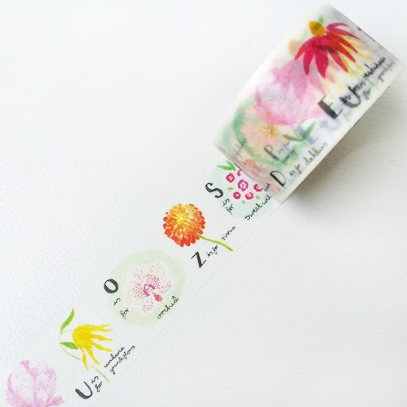 Aimez le style 28mm和紙膠帶 (05359 字母花卉) - 紙膠帶 - 紙 多色