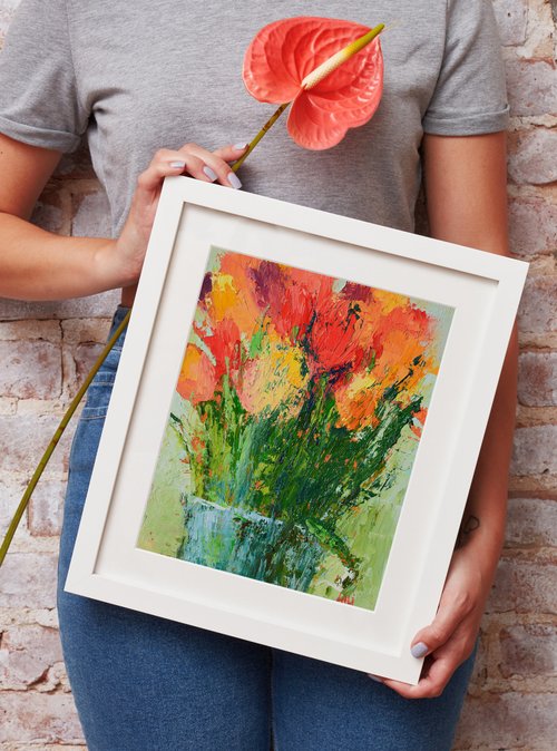 チューリップ＊油絵　絵画　油彩画　春　花　風景画 Watercolor demonstration | Tulip fields 水彩画〜チューリップ