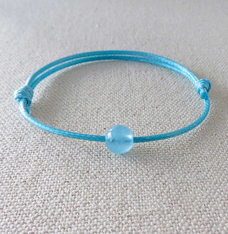 Lucky pray [lucky stone] sea blue treasure Korean wax bracelet*[2]* - สร้อยข้อมือ - เครื่องเพชรพลอย สีน้ำเงิน